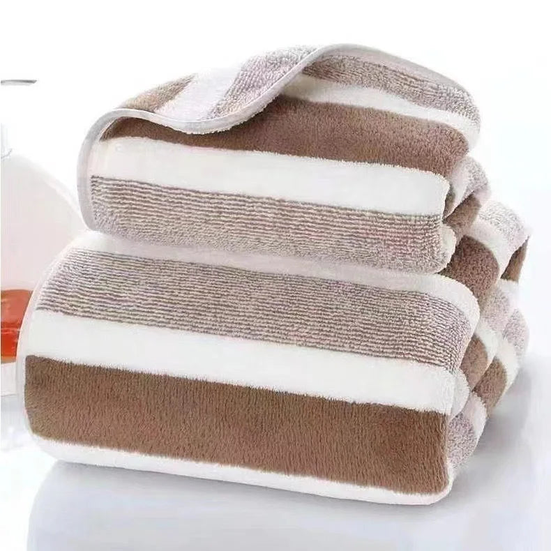 4pcs Striped Bath Towel Set Absorbent & Quick-drying