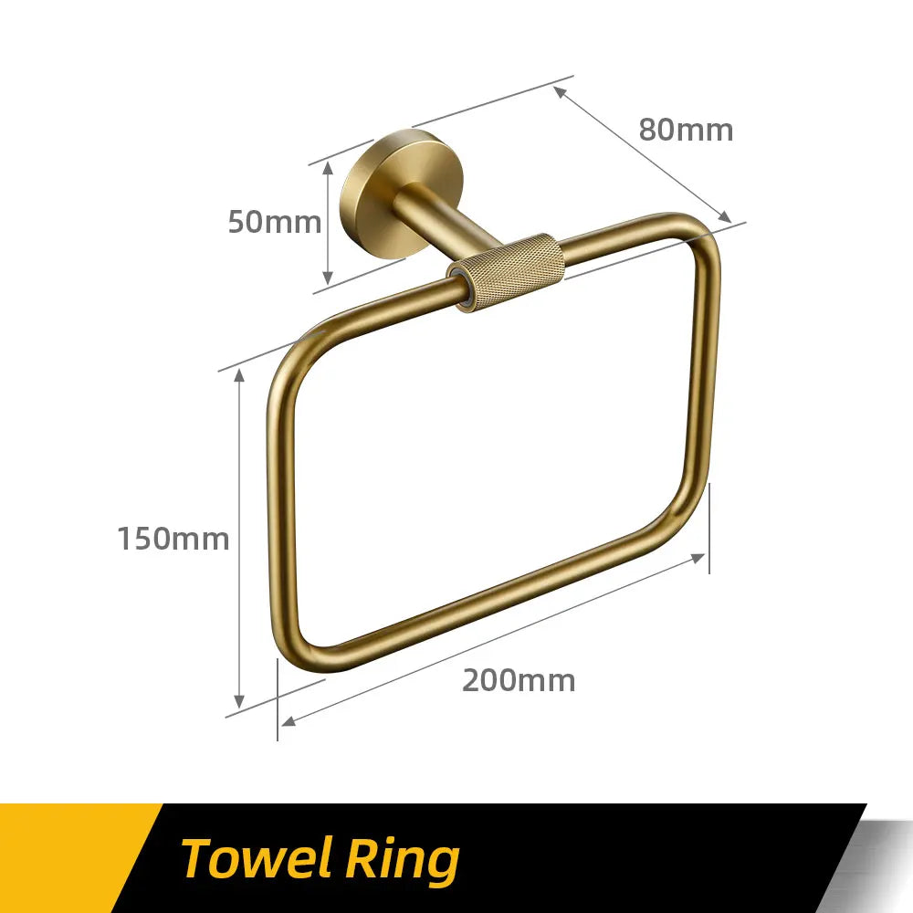 Bathroom Hardware Accessories Set Brushed Gold Knurled