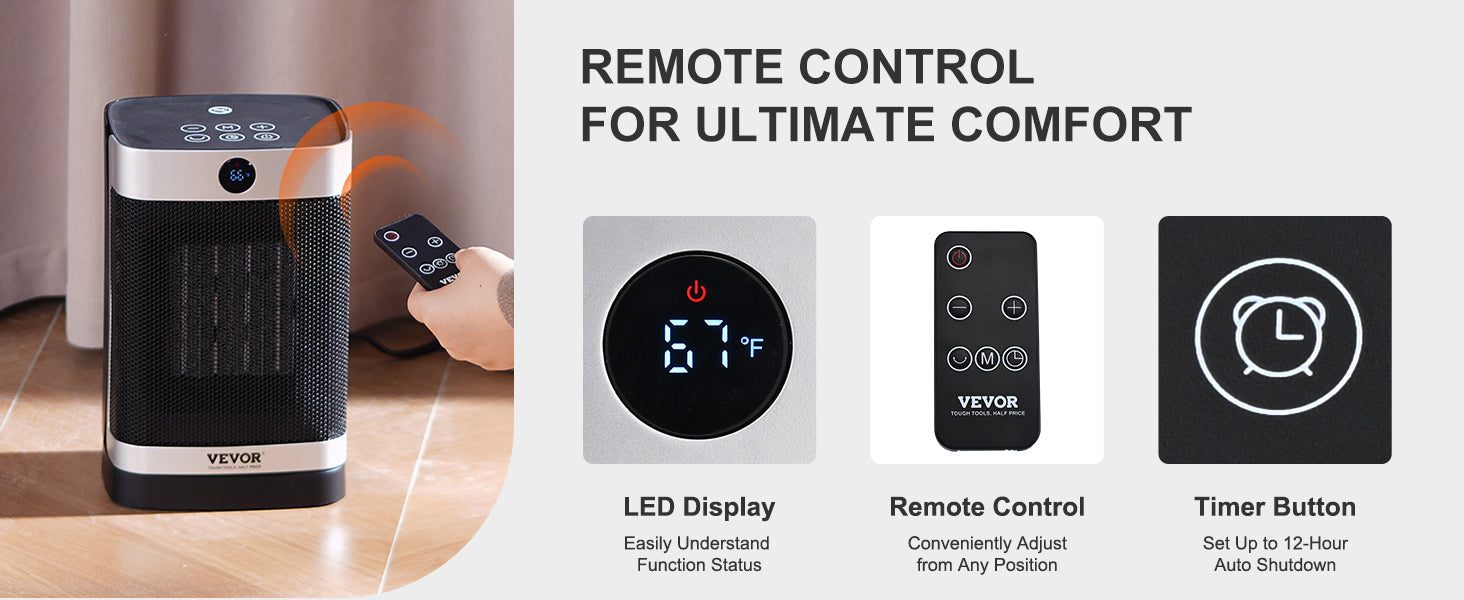 VEVOR Electric Space Heater Thermostat Remote Control IN USA.