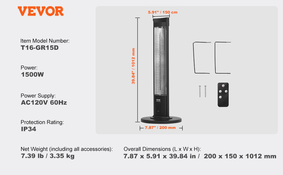 VEVOR Hanging Patio Heater Pull Cord Adjustable IN USA.