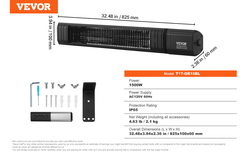 VEVOR Hanging Patio Heater Pull Cord Adjustable IN USA.